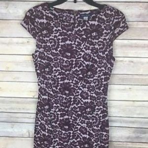 Tommy Hilfiger Sz 4 Maroon White Lace Print Dress